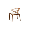 Wood Curved Open Slat Back Leather Dining Chair Brown Image - 2