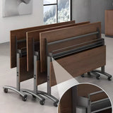 Wood Exterior Shelf Caster T-Shape Double Computer Desk Image - 10