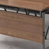 Wood Exterior Shelf Caster T-Shape Double Computer Desk Image - 11