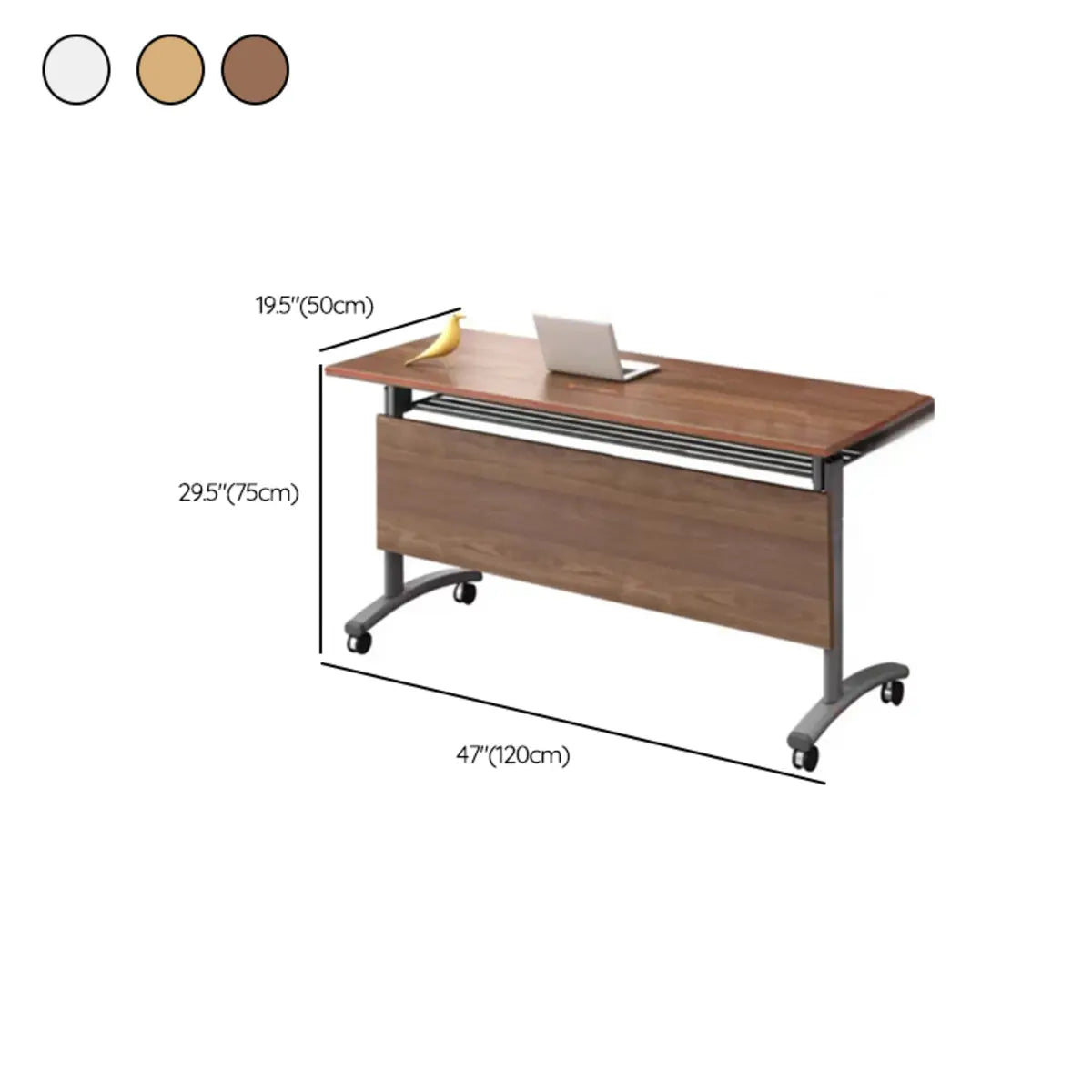 Wood Exterior Shelf Caster T-Shape Double Computer Desk 