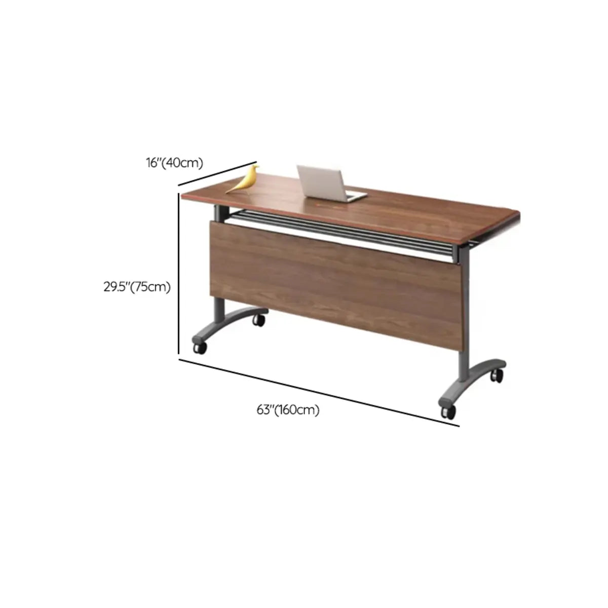 Wood Exterior Shelf Caster T-Shape Double Computer Desk Image - 18