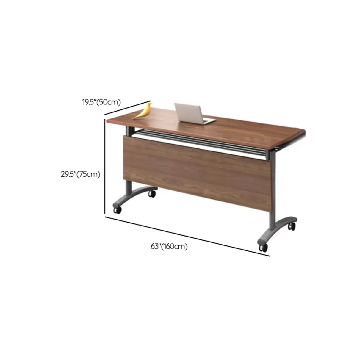 Wood Exterior Shelf Caster T-Shape Double Computer Desk Image - 19