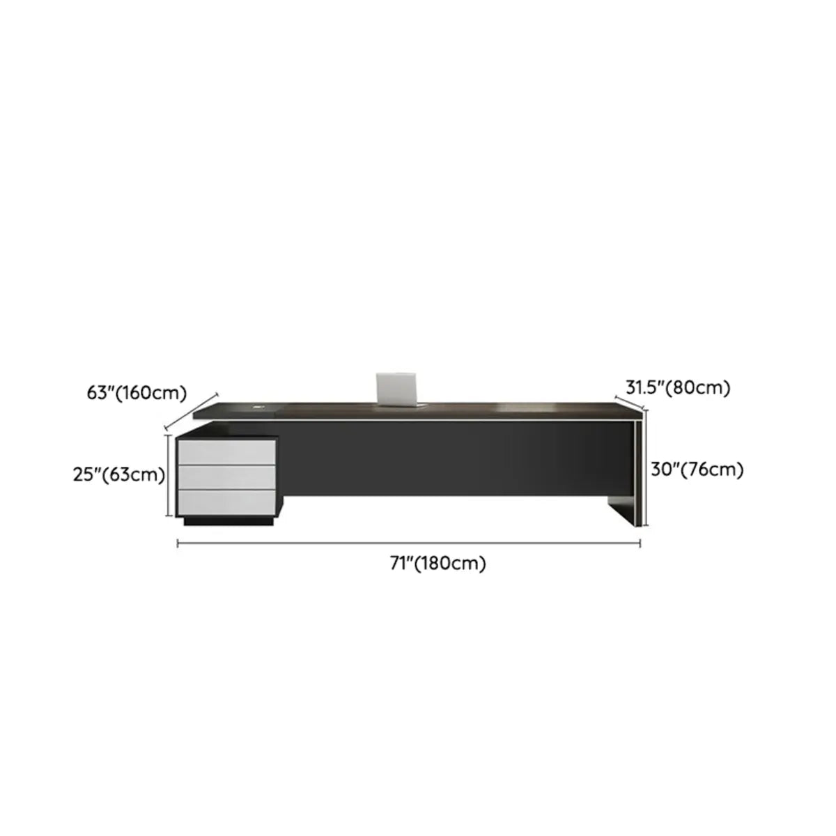 Wood Exterior Shelf Drawers L-Shape Long Executive Desk Image - 14