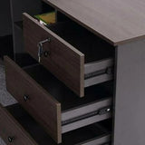 Wood Exterior Shelf Drawers L-Shape Long Executive Desk Image - 8