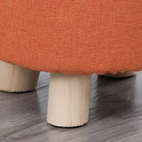 Wood Frame Circular Linen Blend Mini Sponge Ottoman Image - 11