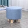 Wood Frame Circular Linen Blend Mini Sponge Ottoman Image - 15