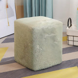 Wood Frame Circular Linen Blend Mini Sponge Ottoman Image - 25