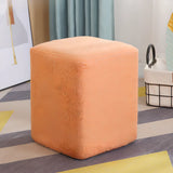 Wood Frame Circular Linen Blend Mini Sponge Ottoman Image - 27