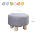 Wood Frame Circular Linen Blend Mini Sponge Ottoman #size