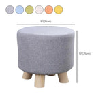 Wood Frame Circular Linen Blend Mini Sponge Ottoman Image - 30