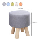 Wood Frame Circular Linen Blend Mini Sponge Ottoman Image - 31