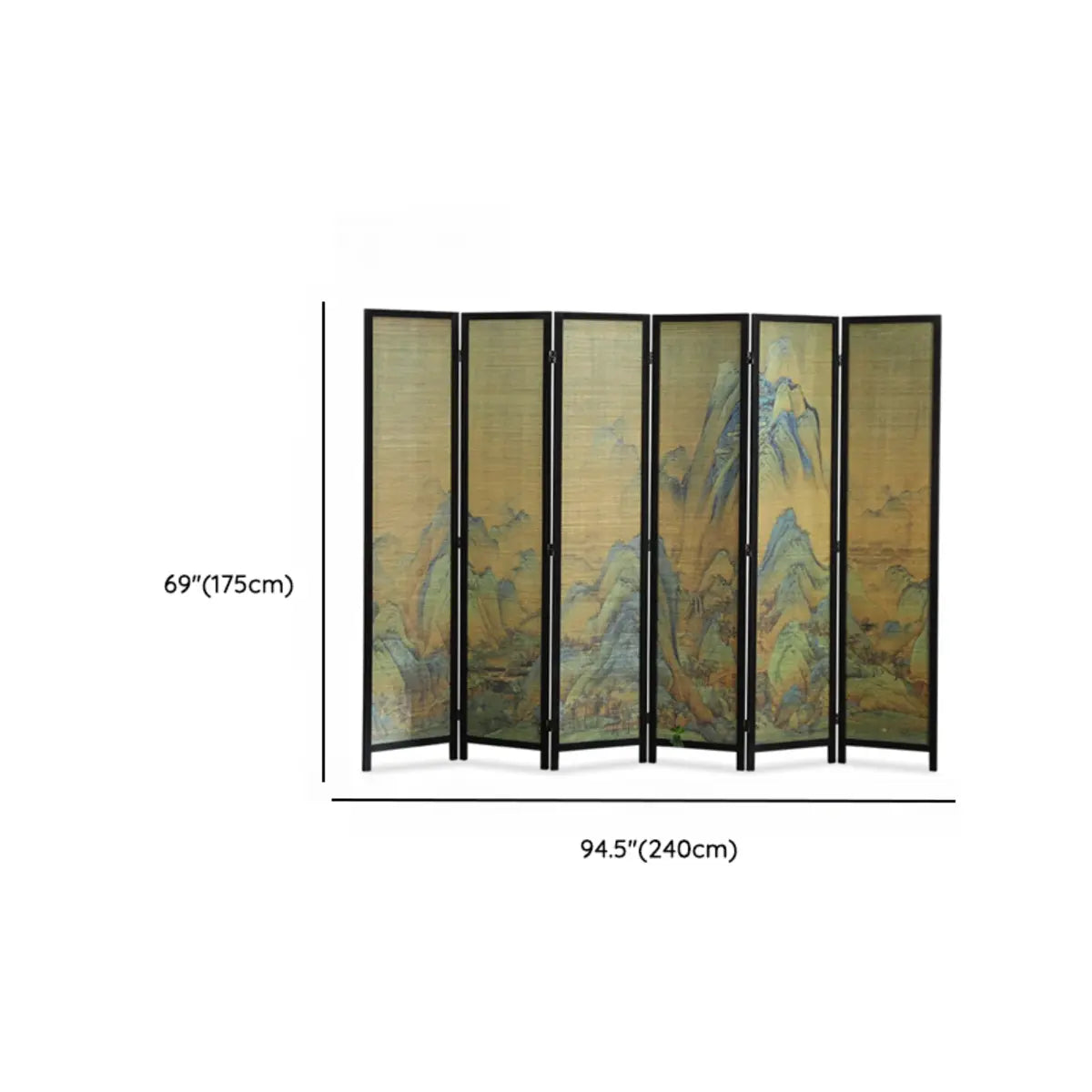 Wood-Green Wild Goose Foldable Bamboo Room Divider Screen Image - 17