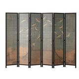 Wood-Green Wild Goose Foldable Bamboo Room Divider Screen Image - 4