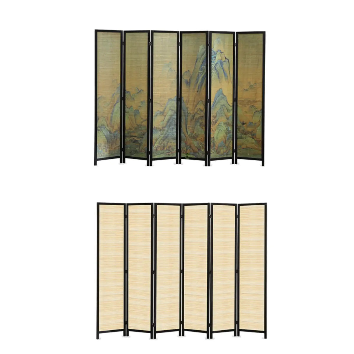 Wood-Green Wild Goose Foldable Bamboo Room Divider Screen Image - 6