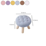 Wood Legs Round Tufted Footstool Sherpa Small Ottoman #size