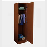 Wood Light Walnut Compact Wardrobe with Clothing Rod Image - 11