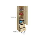 Wood Light Walnut Compact Wardrobe with Clothing Rod Image - 15