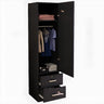 Wood Light Walnut Compact Wardrobe with Clothing Rod Image - 5