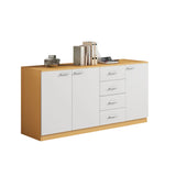 Wood Natural Finish Office Storage Cabinet with Shelves Image - 11