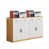 Wood Natural Finish Office Storage Cabinet with Shelves Image - 18