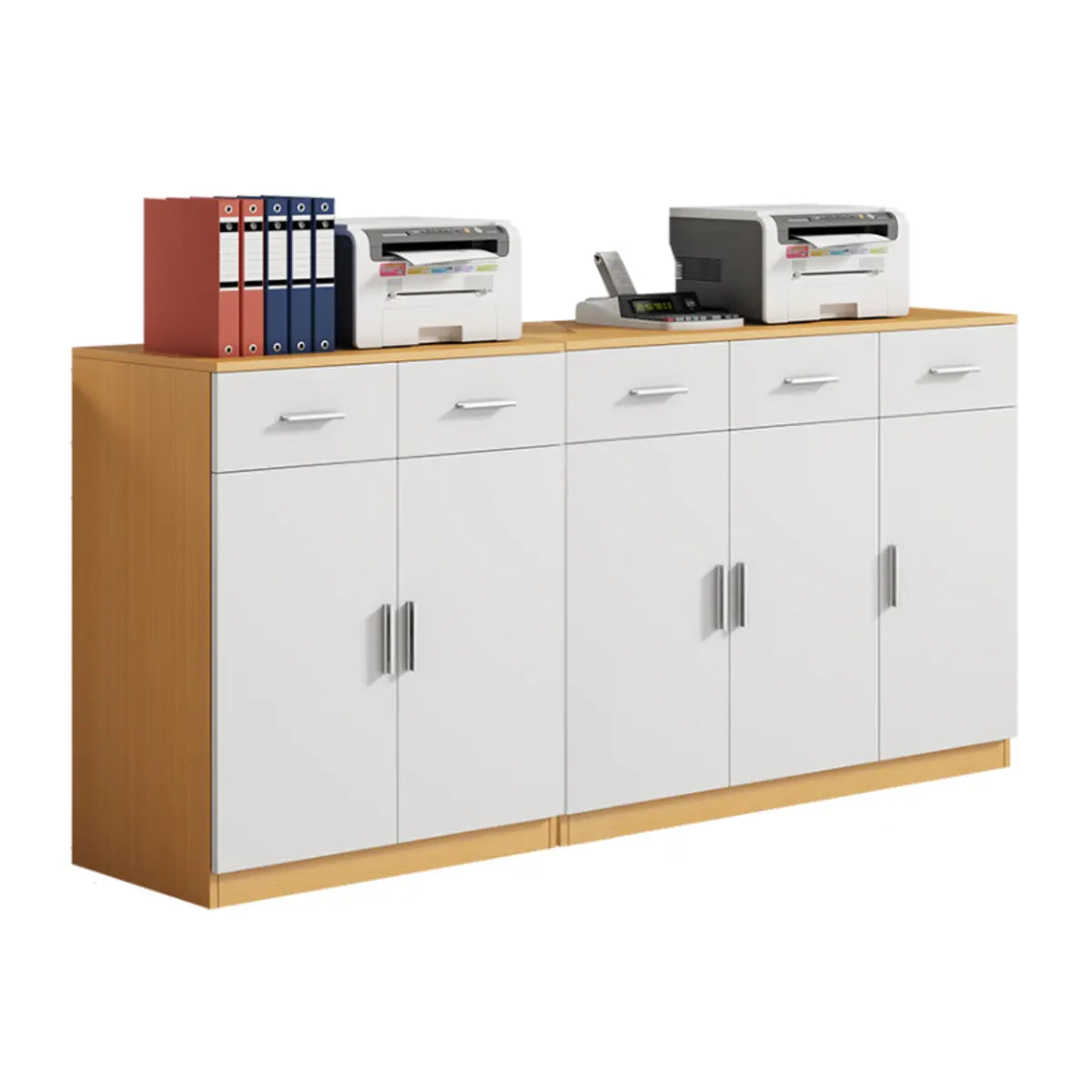 Wood Natural Finish Office Storage Cabinet with Shelves Image - 19