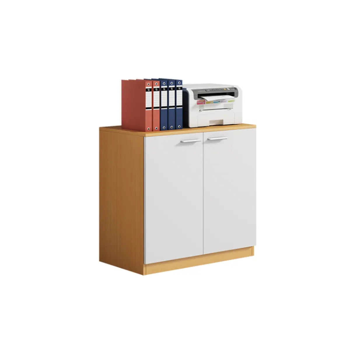 Wood Natural Finish Office Storage Cabinet with Shelves Image - 2