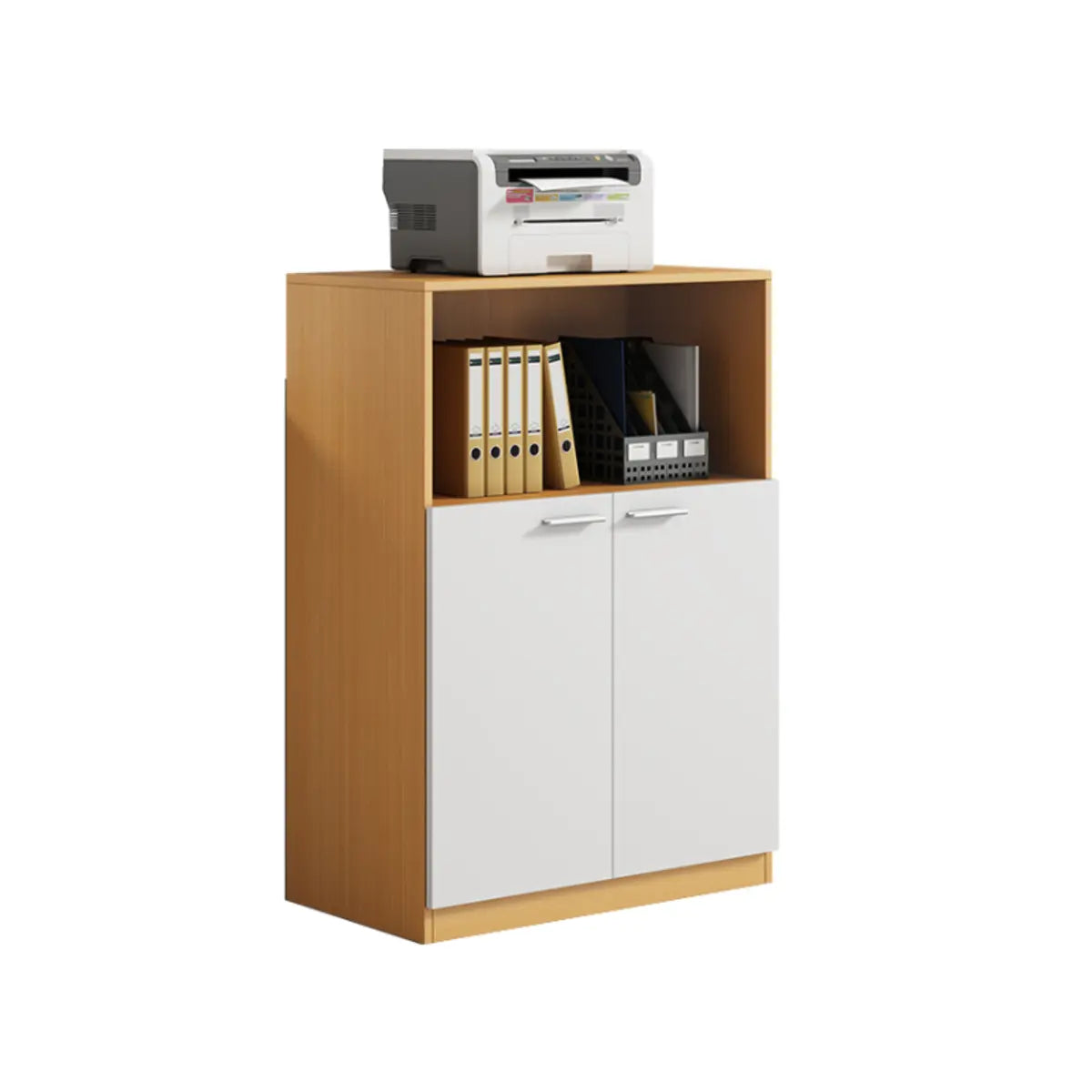 Wood Natural Finish Office Storage Cabinet with Shelves Image - 20