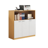 Wood Natural Finish Office Storage Cabinet with Shelves Image - 21