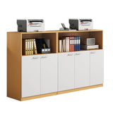 Wood Natural Finish Office Storage Cabinet with Shelves Image - 23