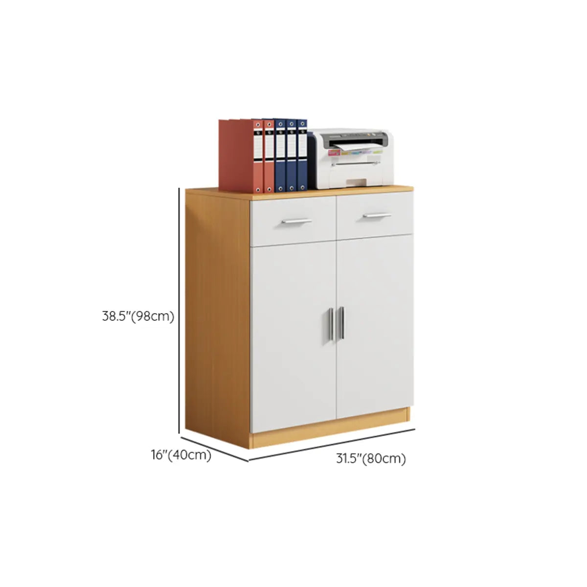 Wood Natural Finish Office Storage Cabinet with Shelves 