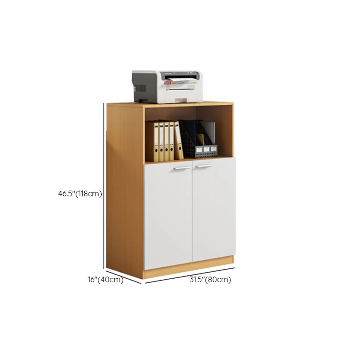 Wood Natural Finish Office Storage Cabinet with Shelves Image - 34