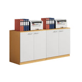 Wood Natural Finish Office Storage Cabinet with Shelves Image - 6