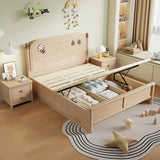 Wood Natural King Storage Included Bed with Headboard Image - 1