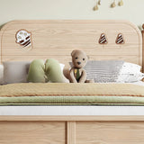 Wood Natural King Storage Included Bed with Headboard Image - 10