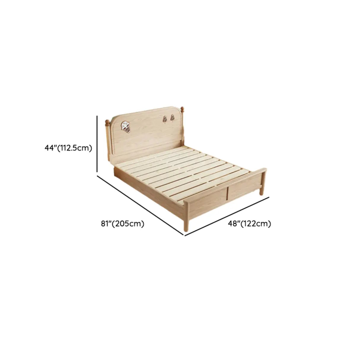 Wood Natural King Storage Included Bed with Headboard 