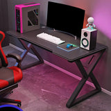 Wood Rectangle Cable Management Trestle Gaming Desk Image - 2