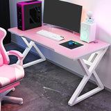 Wood Rectangle Cable Management Trestle Gaming Desk Image - 3