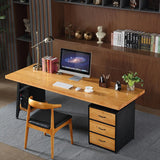 Wood Rectangle Drawers Storage H-Shape Computer desk Image - 10