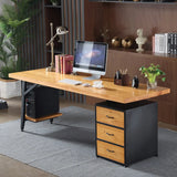 Wood Rectangle Drawers Storage H-Shape Computer desk Image - 11