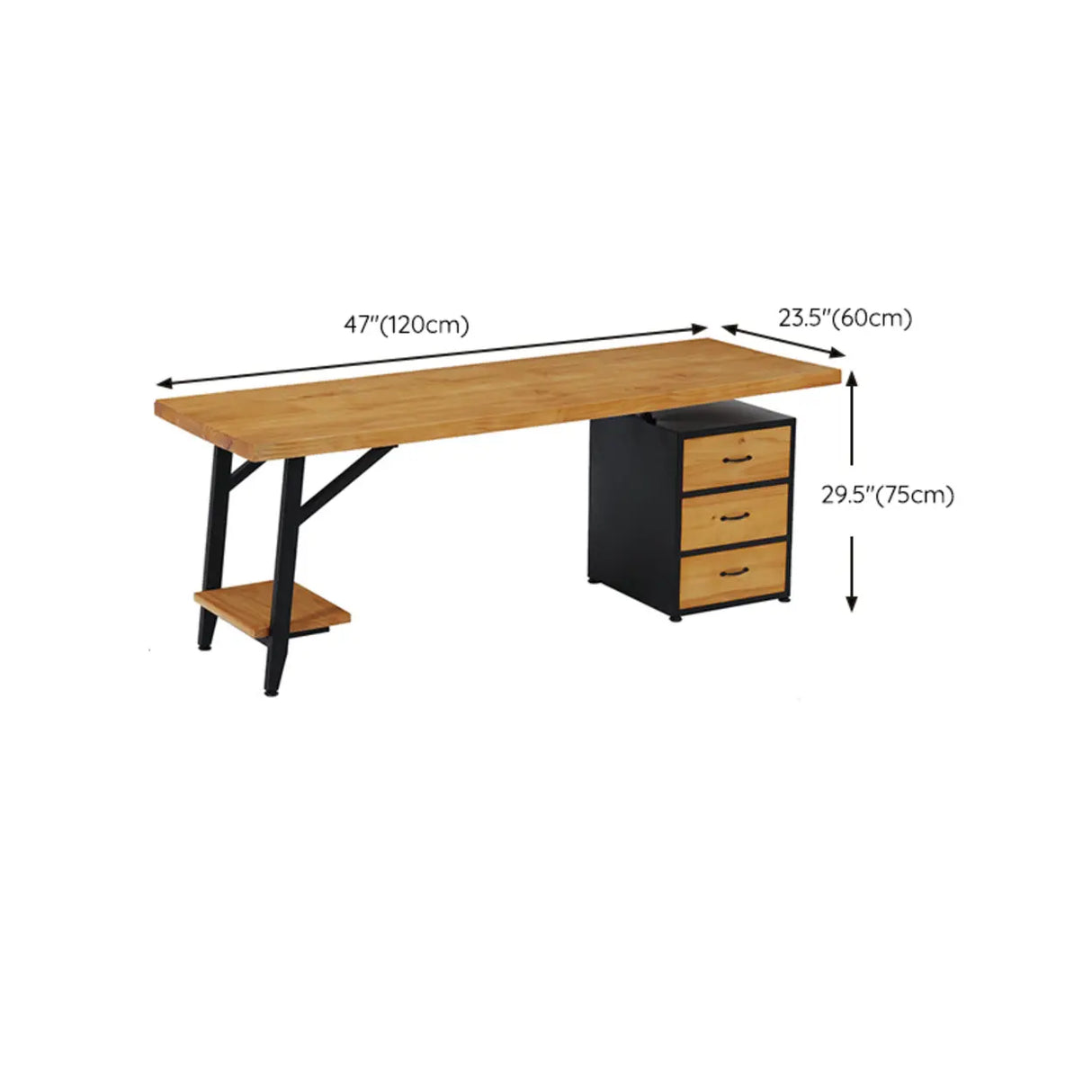 Wood Rectangle Drawers Storage H-Shape Computer desk 