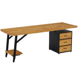 Wood Rectangle Drawers Storage H-Shape Computer desk Image - 5