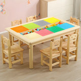 Wood Rectangle Storage Activity Table Chair Set Natural Image - 1