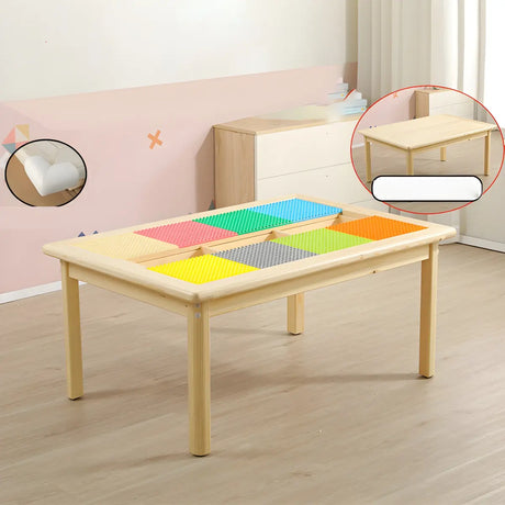 Wood Rectangle Storage Activity Table Chair Set Natural Image - 2