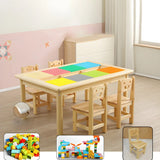 Wood Rectangle Storage Activity Table Chair Set Natural Image - 5