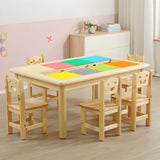 Wood Rectangle Storage Activity Table Chair Set Natural Image - 7