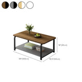 Wood Rectangular Shelves Four Legs Single Coffee Table #size