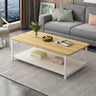 Wood Rectangular Shelves Four Legs Single Coffee Table Image - 7