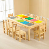 Wood Rectangular Toddler Building Block Table Chair Set Image - 11