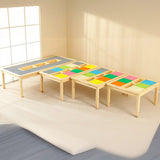 Wood Rectangular Toddler Building Block Table Chair Set Image - 4