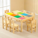 Wood Rectangular Toddler Building Block Table Chair Set Image - 7